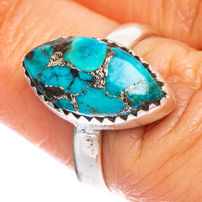 Blue Copper Composite Turquoise Ring Size 6.25 (925 Sterling Silver) R1036