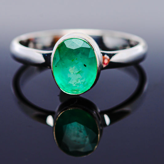 1ct Premium Zambian Emerald Ring Size 10 (.925 Sterling Silver)