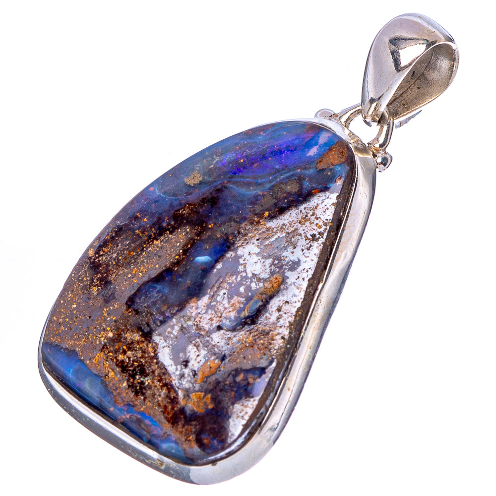 Rare Boulder Opal Pendant 1 3/8" (.925 Sterling Silver)