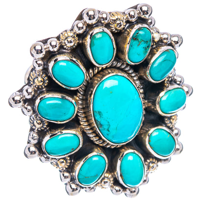 Exclusive Native Style Kingman Turquoise Ring Size 8 (.925 Sterling Silver)