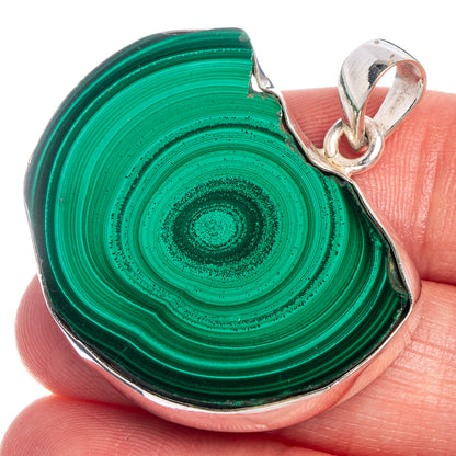 Malachite Pendant 1 3/8" (925 Sterling Silver) P39821