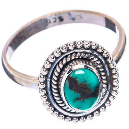 Tibetan Turquoise Dainty Ring Size 7.75 (925 Sterling Silver) R5986
