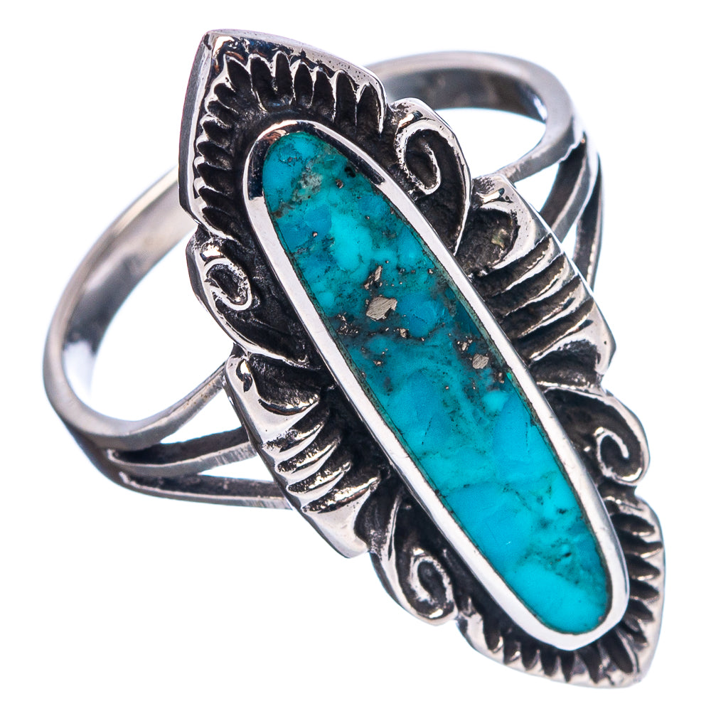 Native Style Mohave Turquoise Ring Size 7.75 (.925 Sterling Silver)