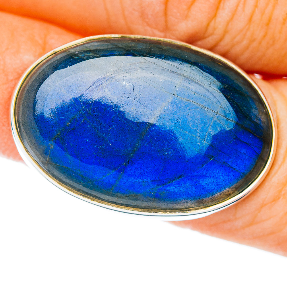 Premium Labradorite Ring Size 7.25 Adjustable (.925 Sterling Silver)