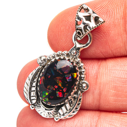 Exclusive Southwestern Style Mosaic Opal Pendant 1 1/4" (.925 Sterling Silver)