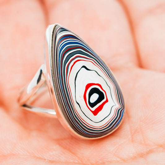 Premium Fordite Ring Size 7.25 (.925 Sterling Silver)