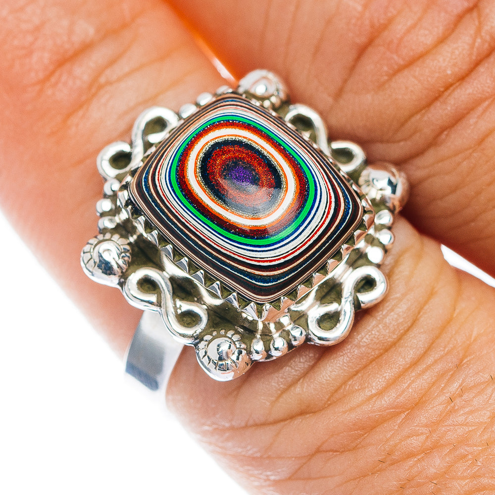 Premium Fordite Ring Size 8 (.925 Sterling Silver)
