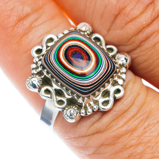 Premium Fordite Ring Size 8 (.925 Sterling Silver)