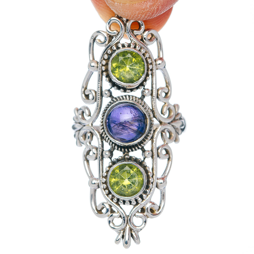 Premium Iolite, Peridot Ring (.925 Sterling Silver)
