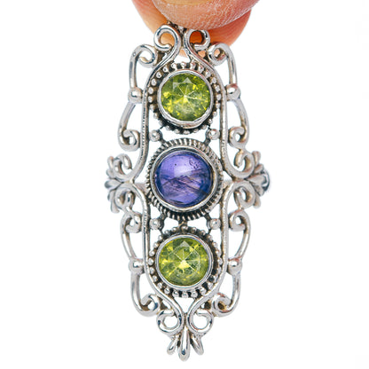 Premium Iolite, Peridot Ring (.925 Sterling Silver)