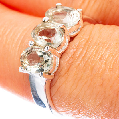Green Amethyst Dainty Ring Size 7.5 (925 Sterling Silver) R5186