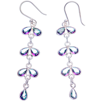 Mystic Topaz Earrings 2 1/4" (925 Sterling Silver) E433447