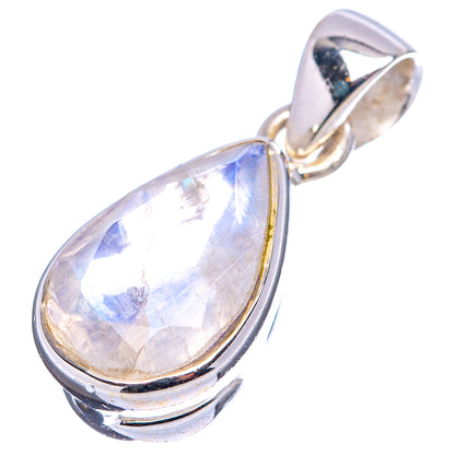 Faceted Rainbow Moonstone Pendant 7/8" (.925 Sterling Silver)