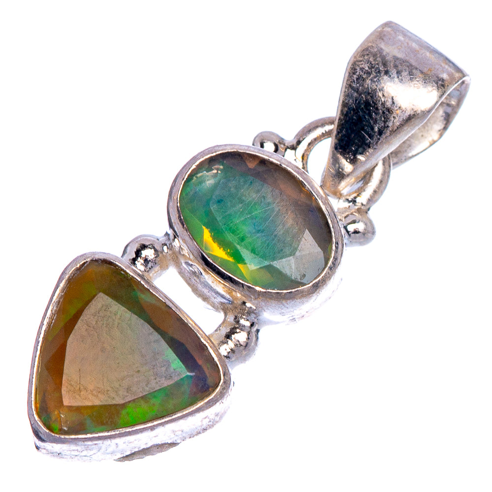 925 sterling silver pendant with two iridescent opal teardrops and hanging bail
