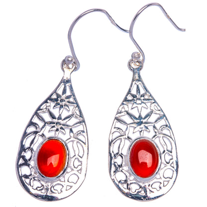 Carnelian Earrings 1 3/4" (925 Sterling Silver) E1033