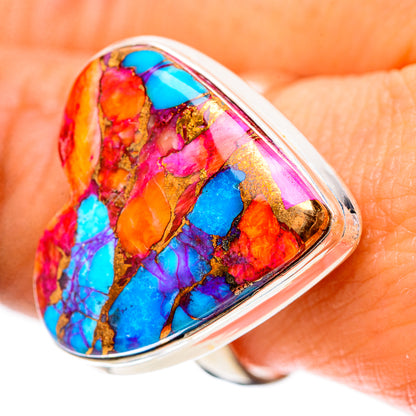 Large Kingman Pink Dahlia Turquoise Ring Size 9.5 (925 Sterling Silver) RING139110