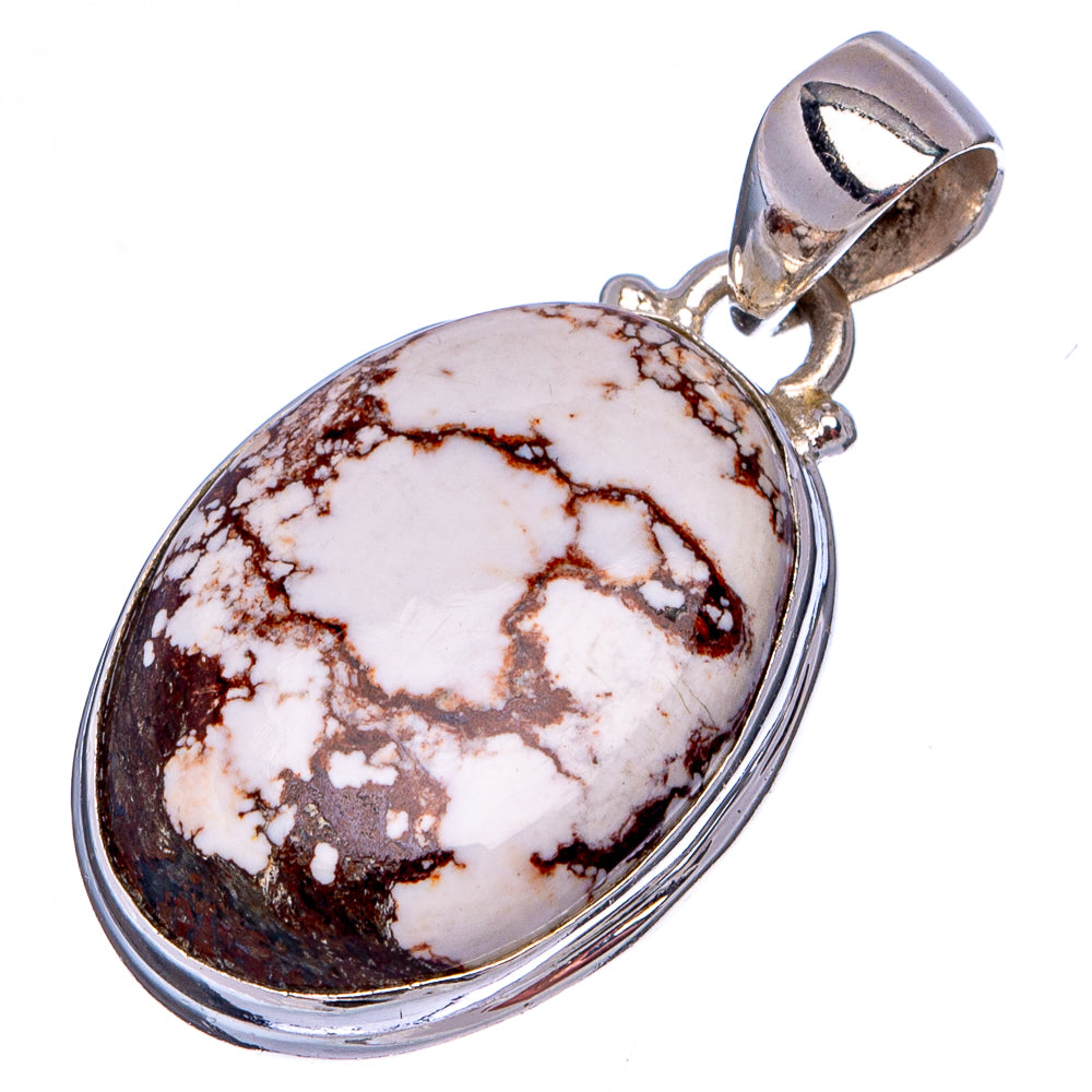 Oval Wild Horse jasper pendant with silver bezel and hinged bail loop