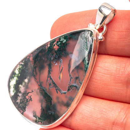 Green Moss Agate 925 Sterling Silver Pendant 2" (925 Sterling Silver) PD38603