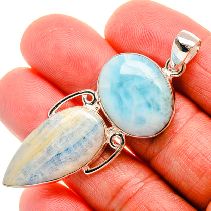 Blue Scheelite, Larimar Pendant 2 1/4" (925 Sterling Silver) PD37898