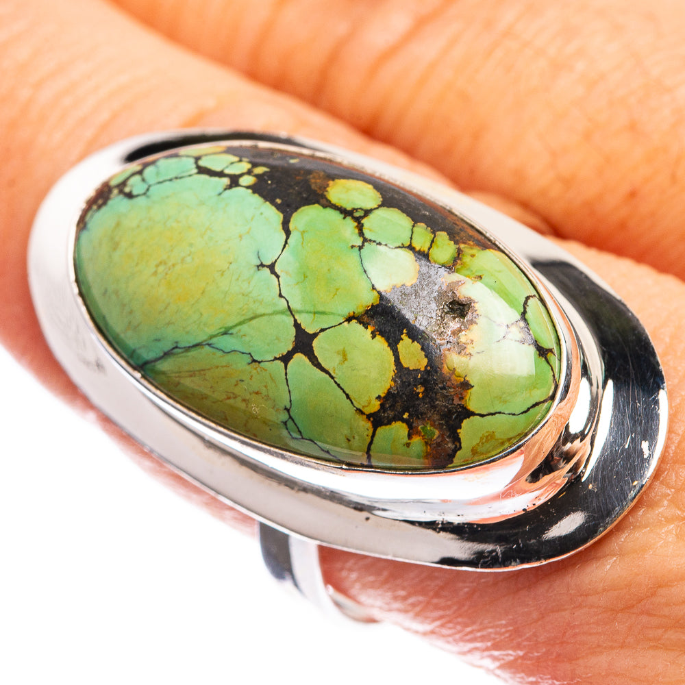 Large Tibetan Turquoise Ring Size 9.25 (925 Sterling Silver) R143194