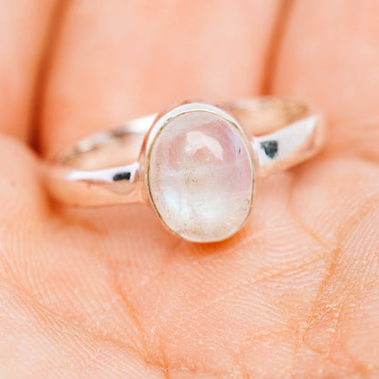 Rainbow Moonstone Ring Size 6.75 (.925 Sterling Silver)