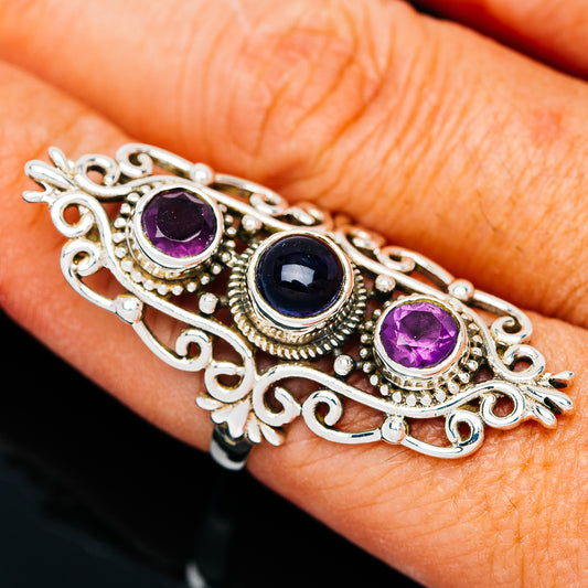 Premium Iolite, Amethyst Ring Size 8.75 (.925 Sterling Silver)
