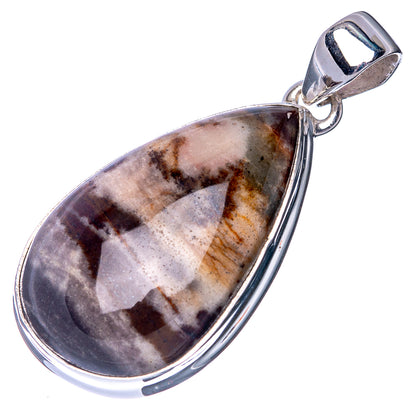 Coconut jasper teardrop pendant in 925 sterling silver setting, polished bail