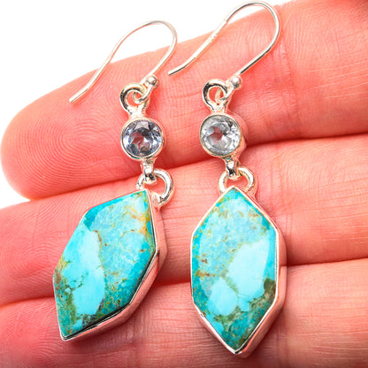 Chrysocolla, Blue Topaz Earrings 1 7/8" (925 Sterling Silver) EARR432161
