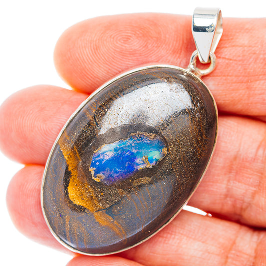 Premium Boulder Opal Pendant 1 7/8" (.925 Sterling Silver)