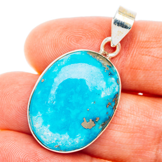 Premium Persian Turquoise Pendant 1 3/8" (.925 Sterling Silver)