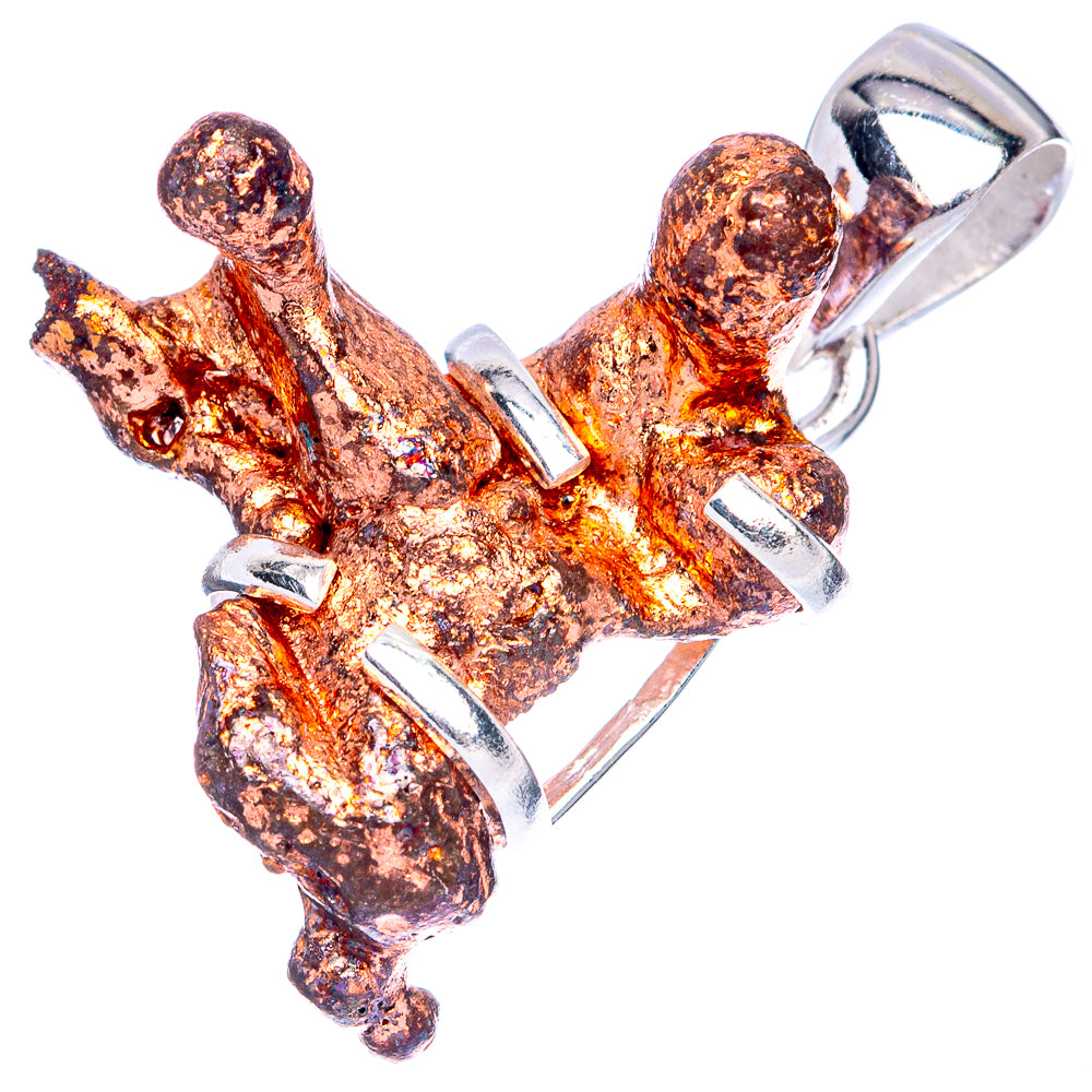 Raw Copper Nugget Pendant 1 1/8" (925 Sterling Silver) P41537