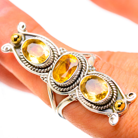 Large Faceted Citrine Ring Size 7.25 (925 Sterling Silver) RING138595