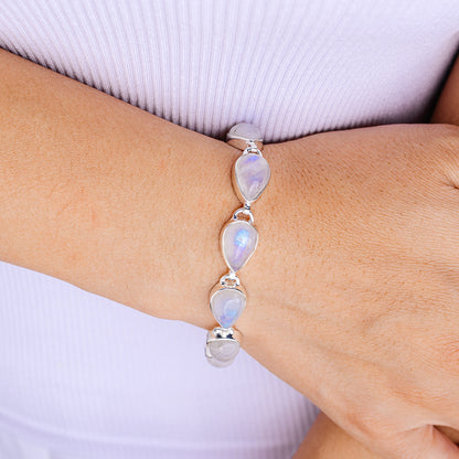 Rainbow Moonstone Bracelet 7 to 8" (.925 Sterling Silver)
