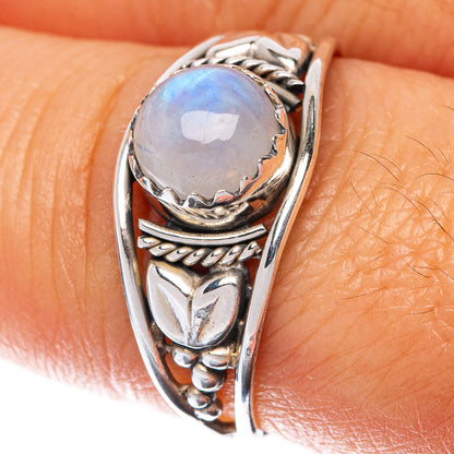Rainbow Moonstone Dainty Ring Size 7.75 (925 Sterling Silver) R145058