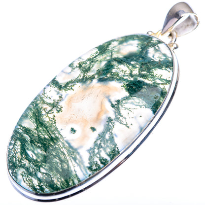 Green Moss Agate Pendant 2 1/4" (925 Sterling Silver) PD38484