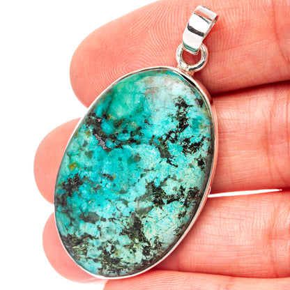 Turquoise jasper oval pendant in .925 sterling silver with top bail