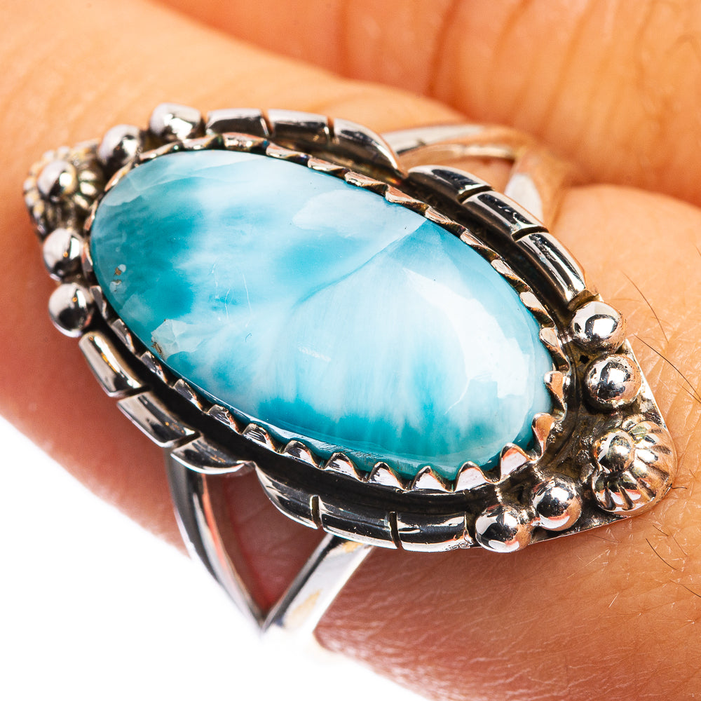 Larimar 925 Sterling Silver Ring Size 8.5
