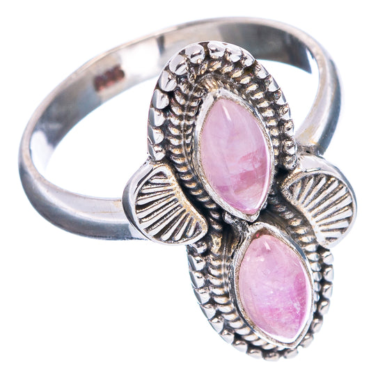 Pink moonstone ring in .925 sterling silver with two oval pink stones and shell details