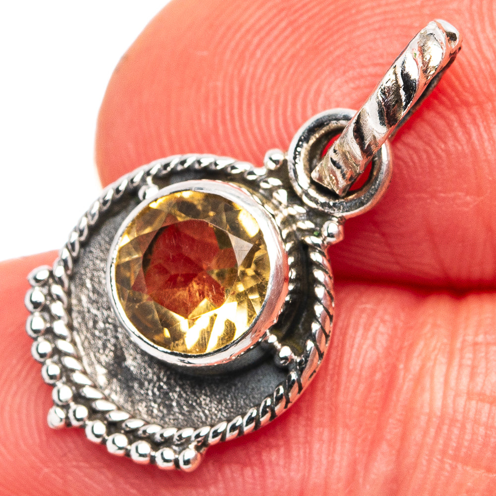 Citrine Dainty Pendant 7/8" (.925 Sterling Silver)