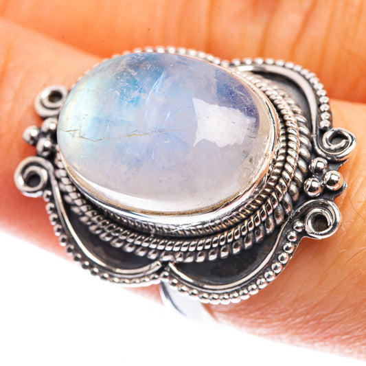 Rainbow Moonstone 925 Sterling Silver Ring Size 7.25
