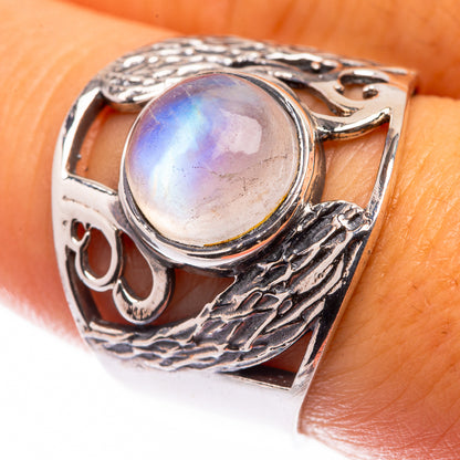 Rainbow Moonstone Ring Size 8 (925 Sterling Silver) R141119