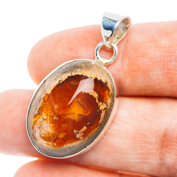 Mexican Fire Opal Pendant 1 3/8" (.925 Sterling Silver)