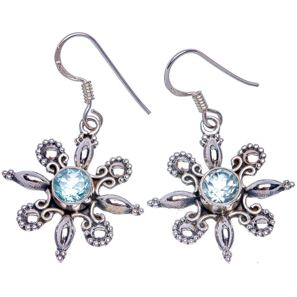 Blue Topaz Snowflake Earrings 1 5/8" (925 Sterling Silver) E433389