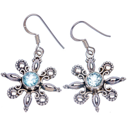 Blue Topaz Snowflake Earrings 1 5/8" (925 Sterling Silver) E433389