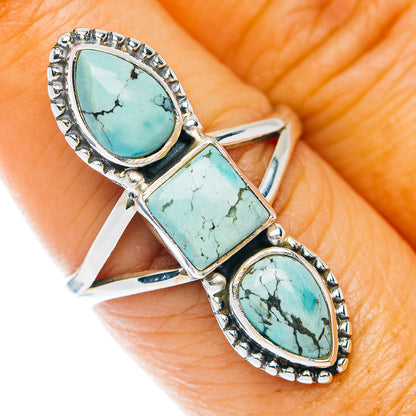 Spiderweb Turquoise Ring Size 8 (.925 Sterling Silver)