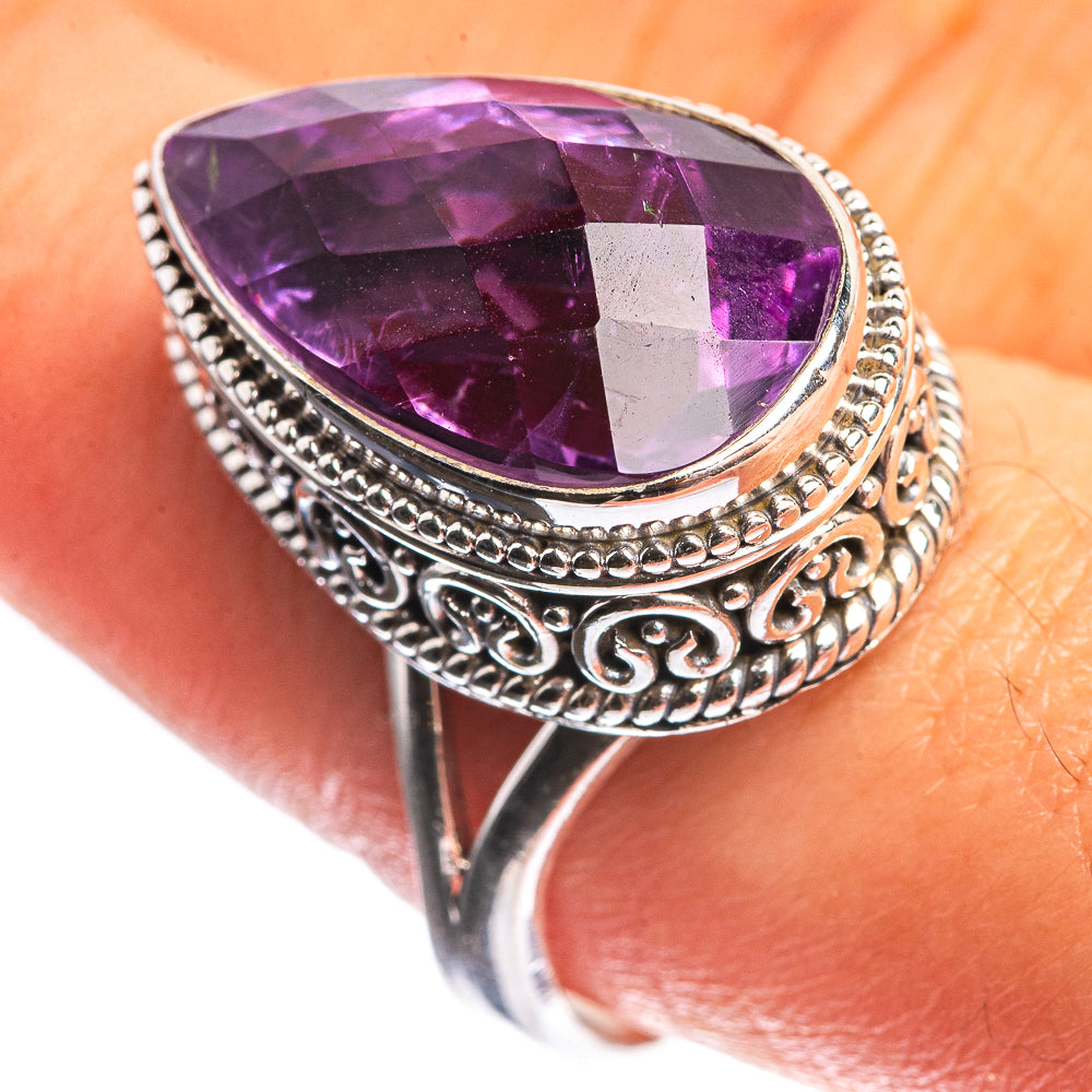 Faceted Amethyst 925 Sterling Silver Ring Size 9