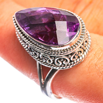 Faceted Amethyst 925 Sterling Silver Ring Size 9