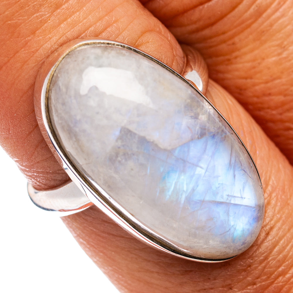 Premium Rainbow Moonstone Ring Size 7 Adjustable (.925 Sterling Silver)