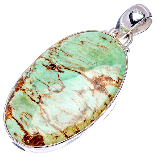 Variscite pendant: oval turquoise variscite with silver bezel and round bail