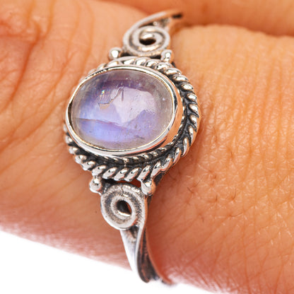 Rainbow Moonstone Dainty Ring Size 9 (925 Sterling Silver) R145284